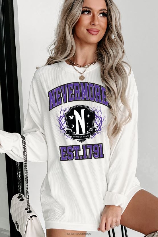 elfenbein NanaMacs unitas est invicta grafisk crewneck med ledning 402NJ0906