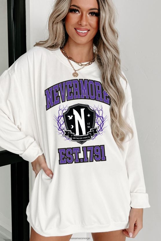 elfenbein NanaMacs unitas est invicta grafisk crewneck med ledning 402NJ0906