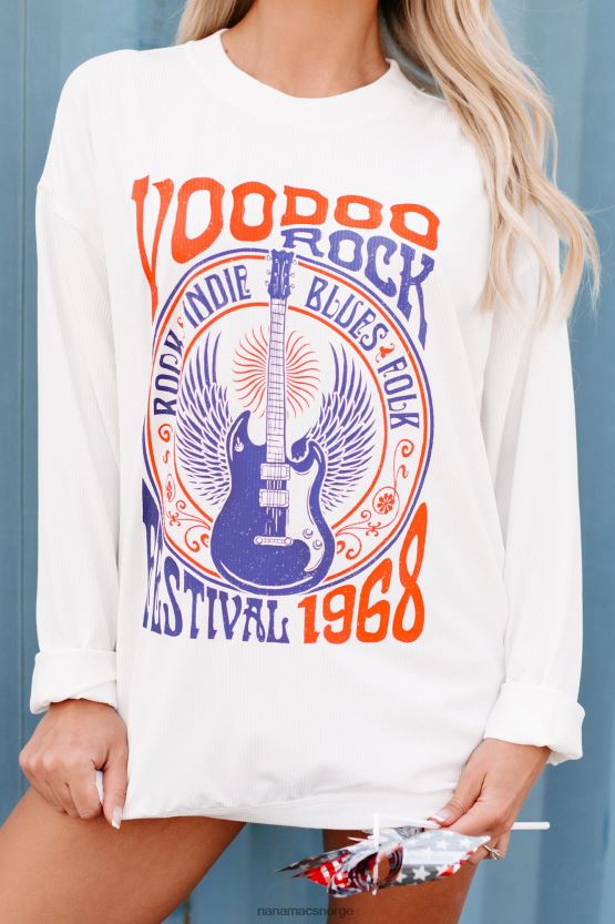 elfenbein NanaMacs voodoo rock festival med ledning med grafisk crewneck 402NJ0808