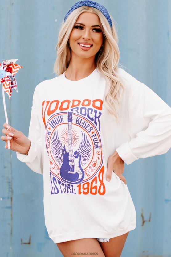 elfenbein NanaMacs voodoo rock festival med ledning med grafisk crewneck 402NJ0808