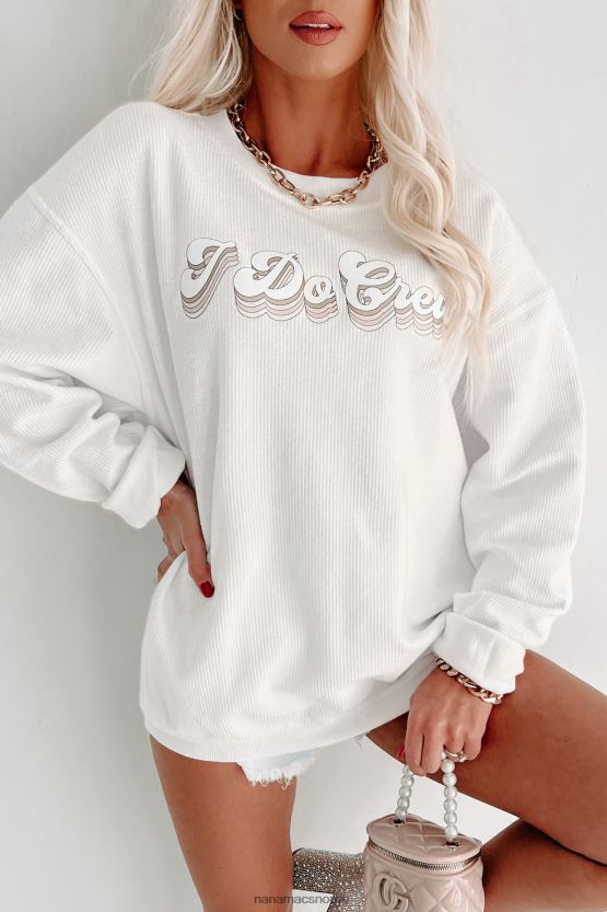hvit NanaMacs Jeg har metallisk grafisk crewneck med ledning 402NJ01023