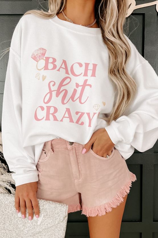 hvit NanaMacs bach shit crazy corded graphic crewneck 402NJ01028