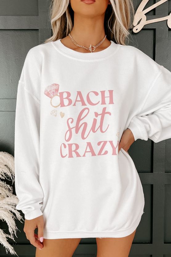 hvit NanaMacs bach shit crazy corded graphic crewneck 402NJ01028