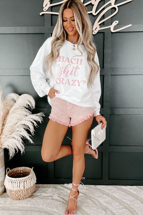 hvit NanaMacs bach shit crazy corded graphic crewneck 402NJ01028