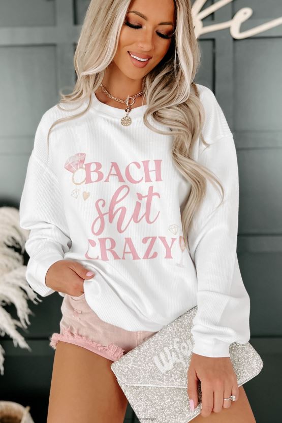 hvit NanaMacs bach shit crazy corded graphic crewneck 402NJ01028