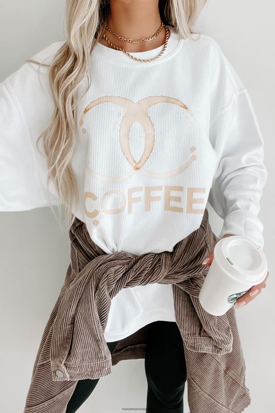 hvit NanaMacs kaffeavhengig med ledning med grafisk crewneck 402NJ01055