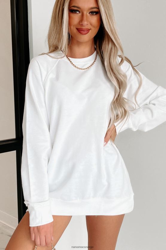 hvit NanaMacs lett raglanermer med rund hals 402NJ0653