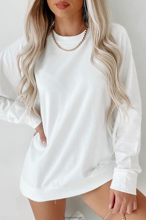 hvit NanaMacs lett raglanermer med rund hals 402NJ0653