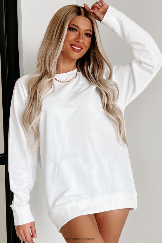 hvit NanaMacs lett raglanermer med rund hals 402NJ0653