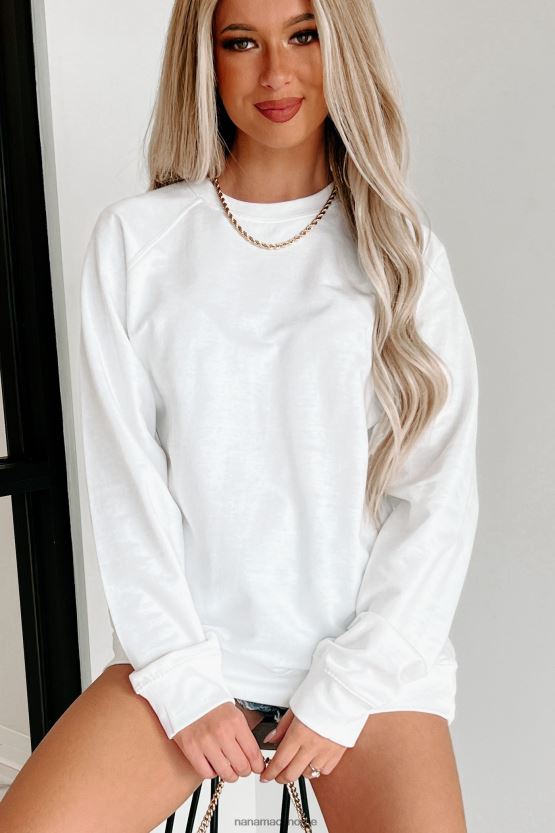 hvit NanaMacs lett raglanermer med rund hals 402NJ0653