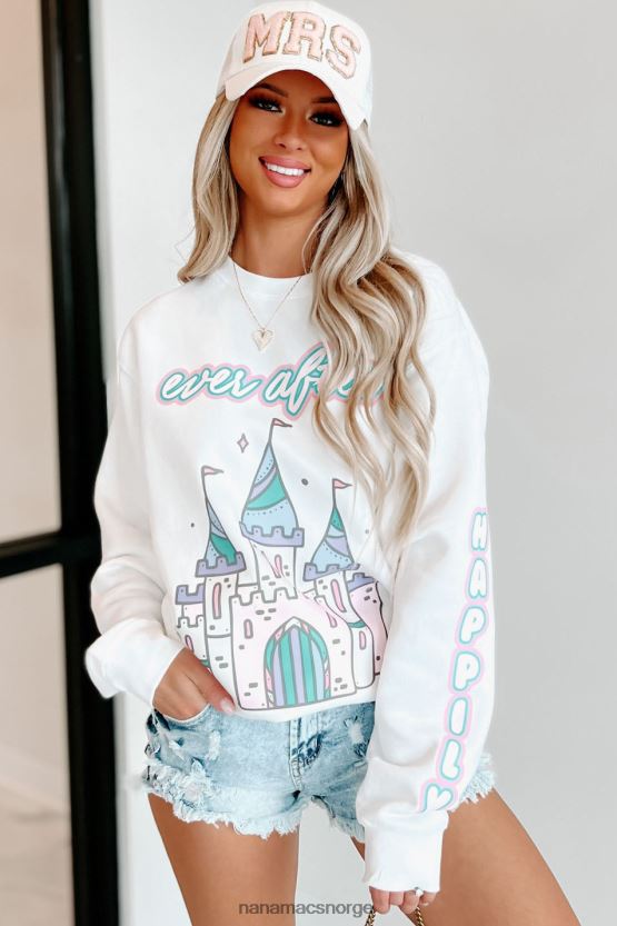 hvit NanaMacs lykkelig alle sine dager etter grafisk crewneck 402NJ01056