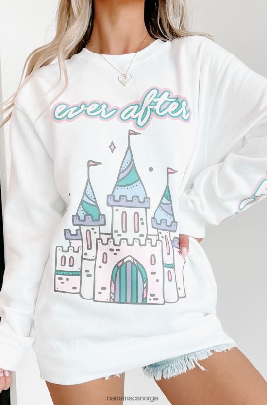 hvit NanaMacs lykkelig alle sine dager etter grafisk crewneck 402NJ01056