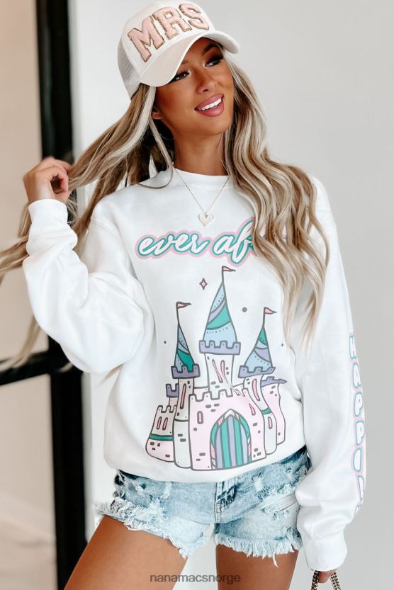 hvit NanaMacs lykkelig alle sine dager etter grafisk crewneck 402NJ01056