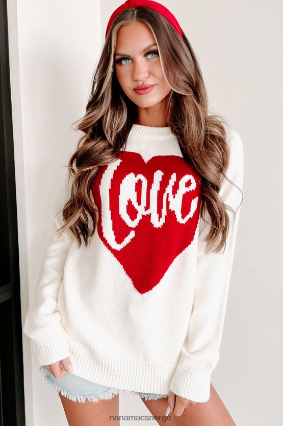 hvit NanaMacs rørt av kjærlighet grafisk genser 402NJ01717