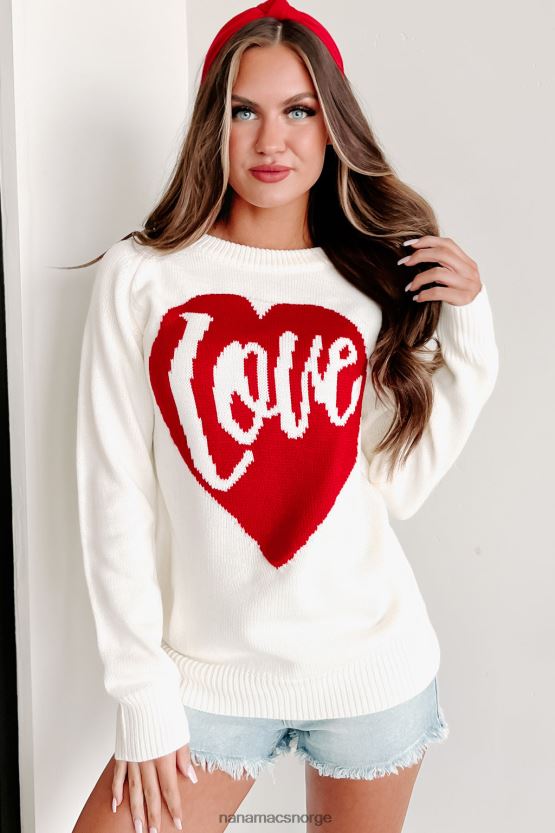 hvit NanaMacs rørt av kjærlighet grafisk genser 402NJ01717