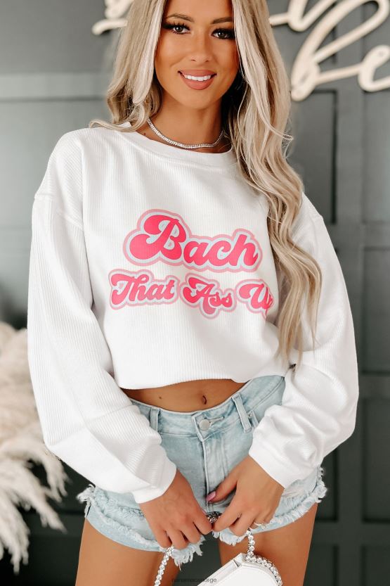 hvit/rosa NanaMacs bach at rumpa opp corded grafisk crewneck 402NJ01029