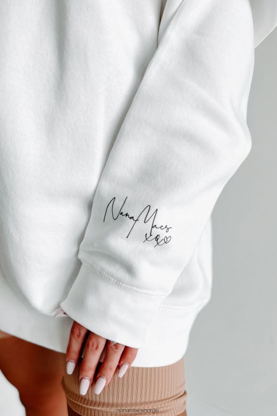 hvit/svart tekst-sleeve NanaMacs xoxo grafisk crewneck 402NJ01062
