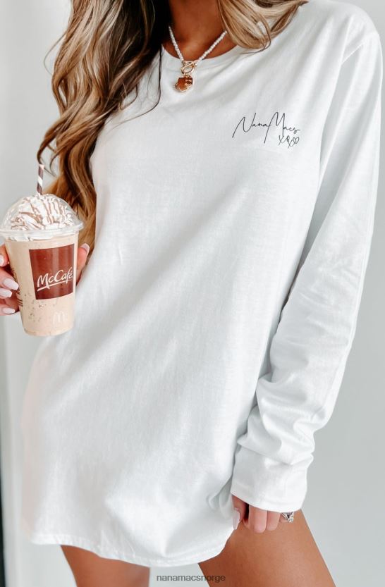 hvit/svart tekst-venstre bryst NanaMacs xoxo grafisk langermet 402NJ01065