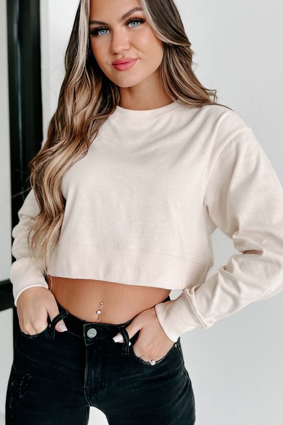 kokosnøttmelk NanaMacs lett cropped crewneck 402NJ0650