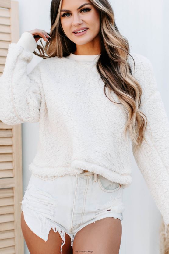 krem NanaMacs best i basic sherpa sweatshirt med rund hals 402NJ01737