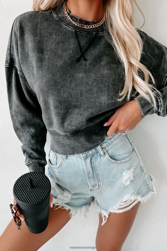 svart NanaMacs mineral wash cropped pullover sweatshirt 402NJ0770