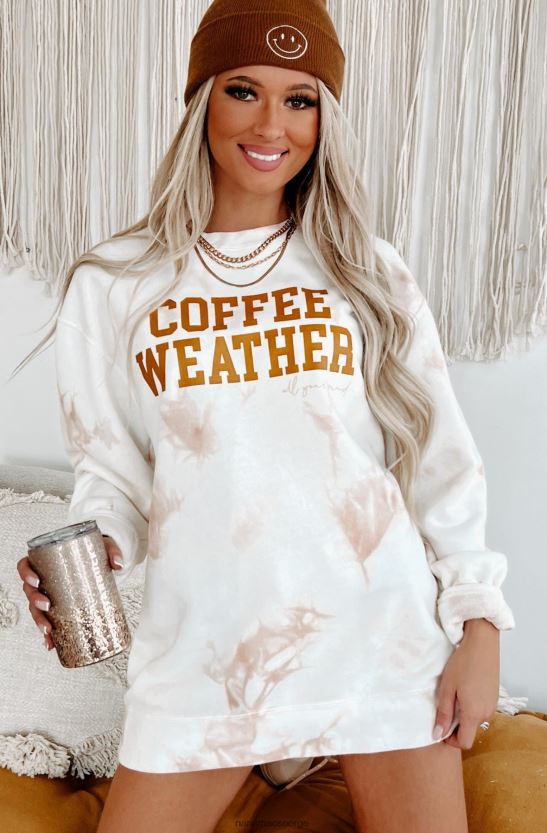 tie-dye støvete rosa NanaMacs kaffe vær tie-dye grafisk crewneck 402NJ01051