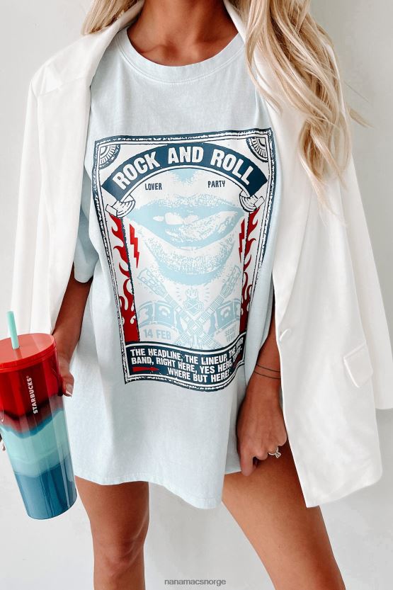 arktisk blå NanaMacs liberty rocks oversized grafisk t-skjorte 402NJ0796