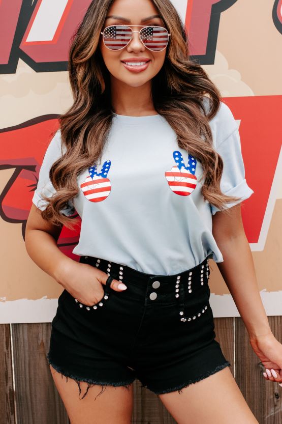 blå NanaMacs fred ut grafisk t-skjorte 402NJ03570