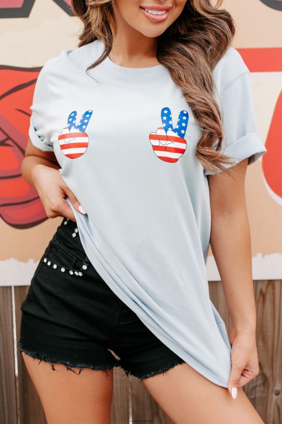 blå NanaMacs fred ut grafisk t-skjorte 402NJ03570