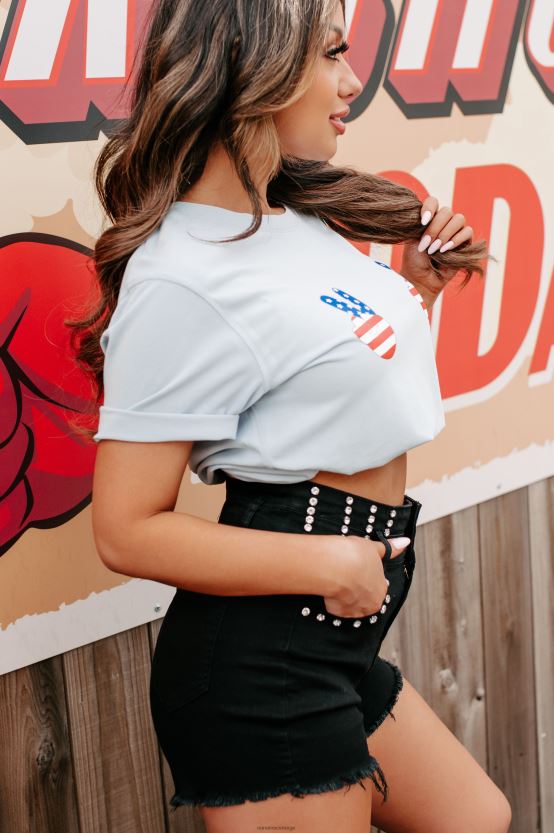 blå NanaMacs fred ut grafisk t-skjorte 402NJ03570