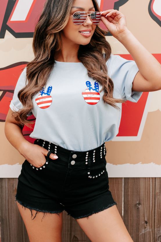 blå NanaMacs fred ut grafisk t-skjorte 402NJ03570