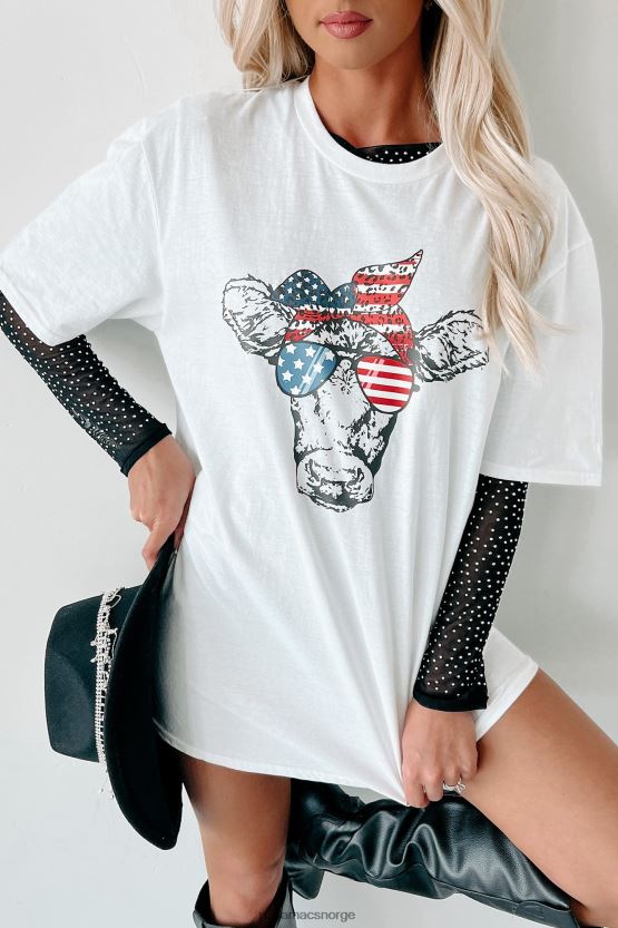 hvit NanaMacs a-moo-rica cow grafisk t-skjorte 402NJ01091