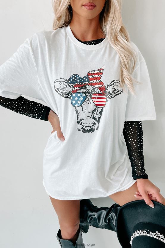 hvit NanaMacs a-moo-rica cow grafisk t-skjorte 402NJ01091