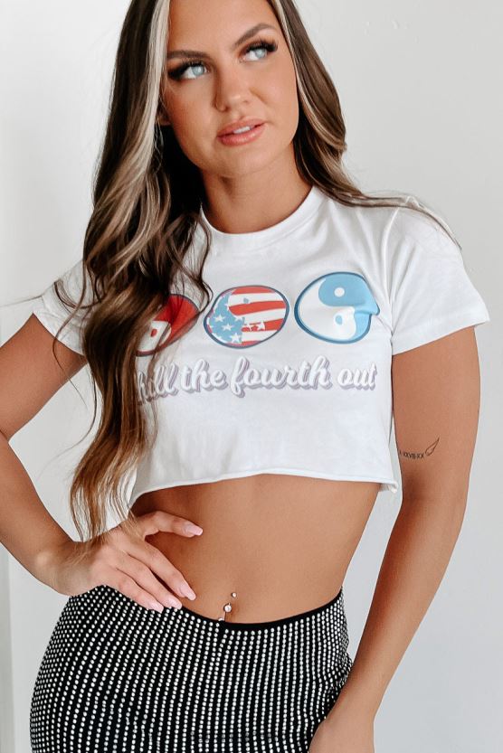 hvit NanaMacs chill den fjerde ut rå hem grafisk beskjæring tee 402NJ0798