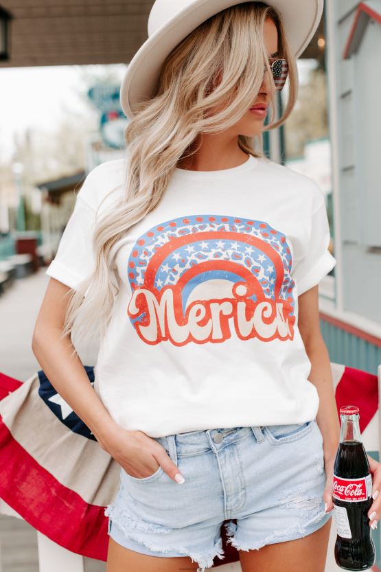 hvit NanaMacs rainbow revolution grafisk t-skjorte 402NJ0848