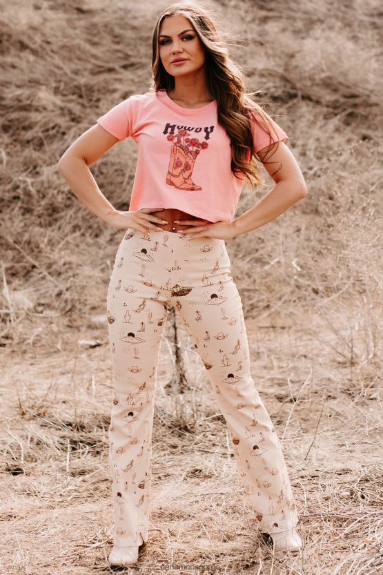 korall NanaMacs vis meg støvlene dine overdimensjonert grafisk t-skjorte 402NJ0856