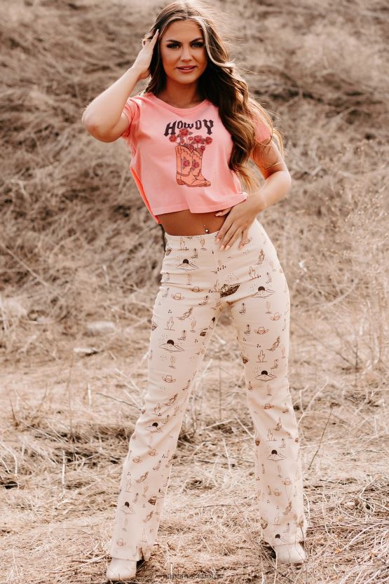 korall NanaMacs vis meg støvlene dine overdimensjonert grafisk t-skjorte 402NJ0856