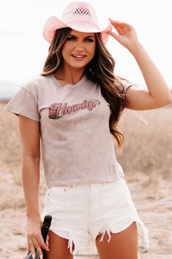 lilla NanaMacs cowgirl's hello mineral wash "hei" grafisk t-skjorte (lilla) 402NJ0855