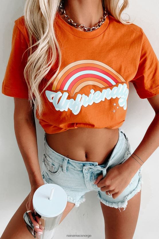 oransje NanaMacs uvennlig grafisk t-skjorte 402NJ0767