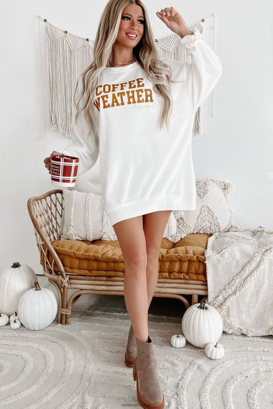 pisket krem NanaMacs kaffe vær oversized fleece grafisk topp 402NJ01100