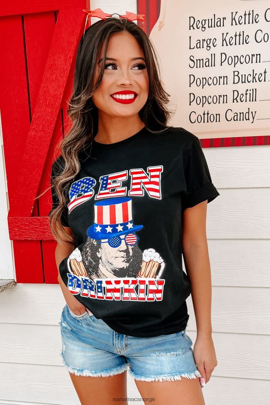 svart NanaMacs ben drinkin grafisk t-skjorte 402NJ0850