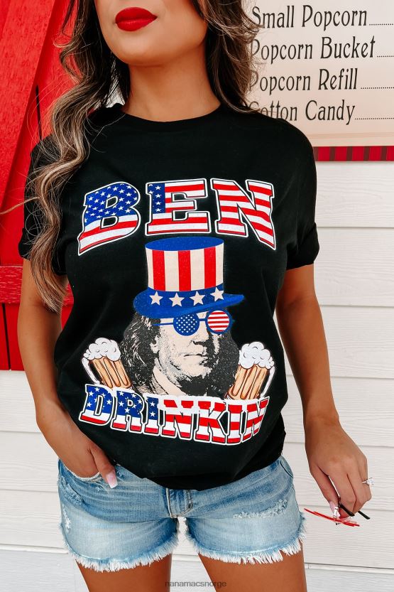 svart NanaMacs ben drinkin grafisk t-skjorte 402NJ0850