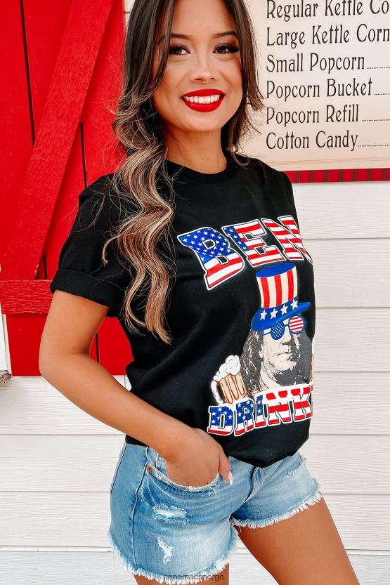 svart NanaMacs ben drinkin grafisk t-skjorte 402NJ0850