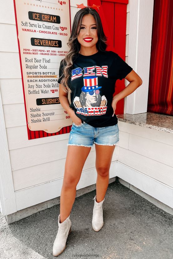 svart NanaMacs ben drinkin grafisk t-skjorte 402NJ0850