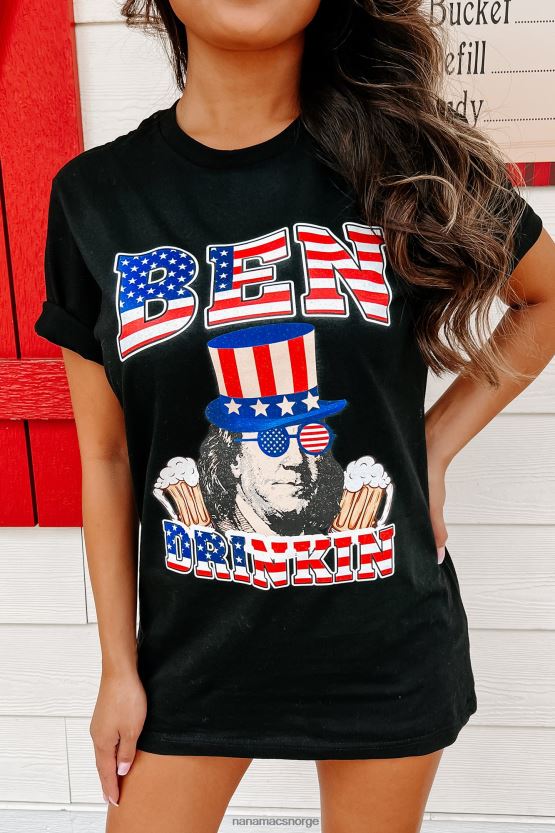 svart NanaMacs ben drinkin grafisk t-skjorte 402NJ0850