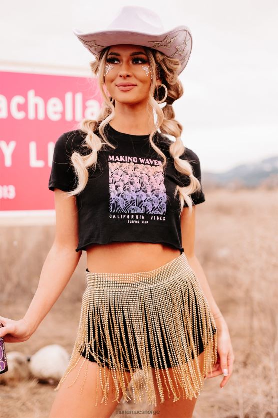 svart NanaMacs lage bølger rå hem grafisk beskjæring tee 402NJ01095