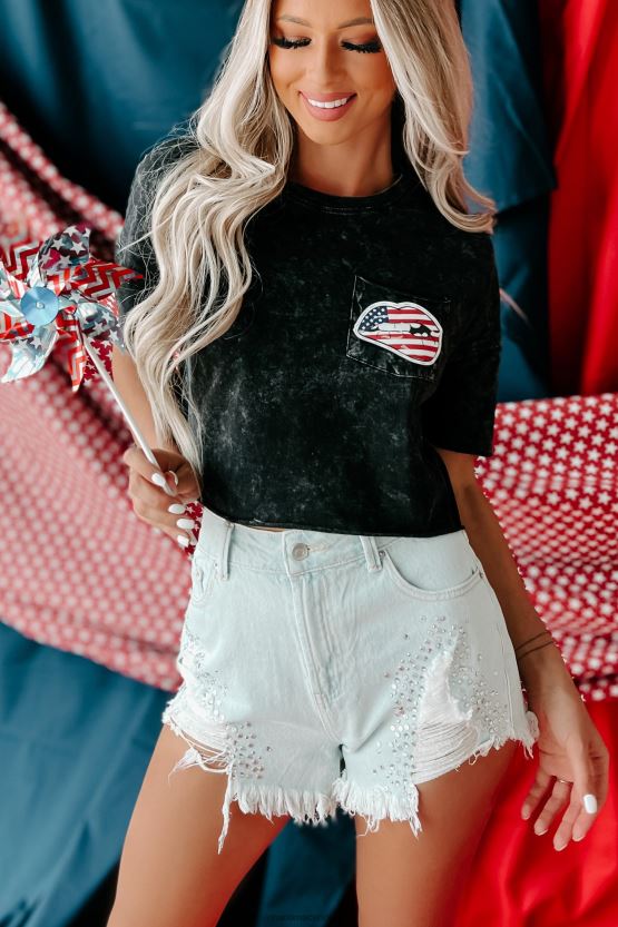 svart NanaMacs nipper til liber-tea mineral wash cropped grafisk lomme-t-skjorte 402NJ0840