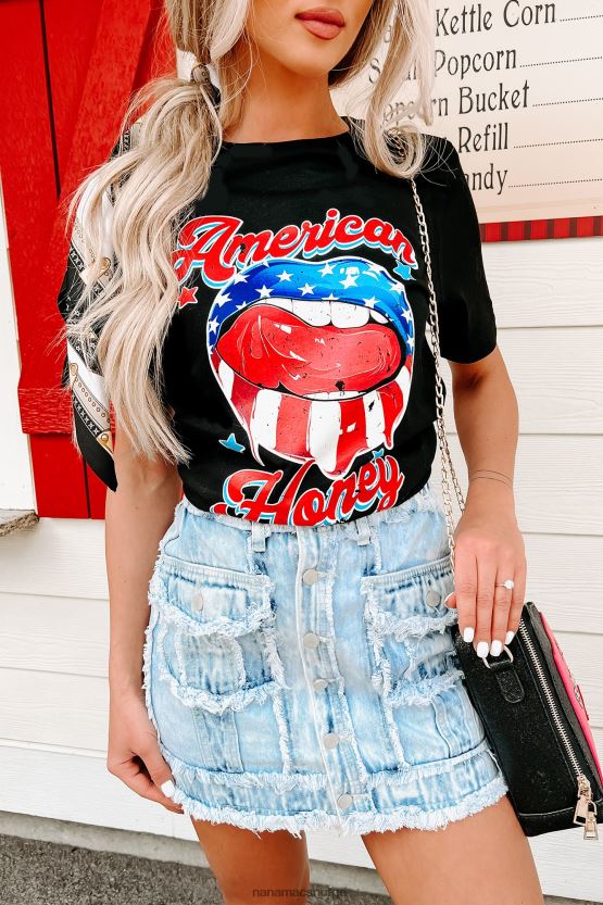 svart NanaMacs ung vill gratis grafisk t-skjorte 402NJ0843