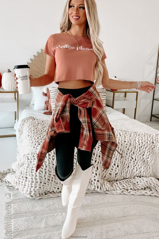 terrakotta NanaMacs beskåret grafisk t-skjorte 402NJ01103