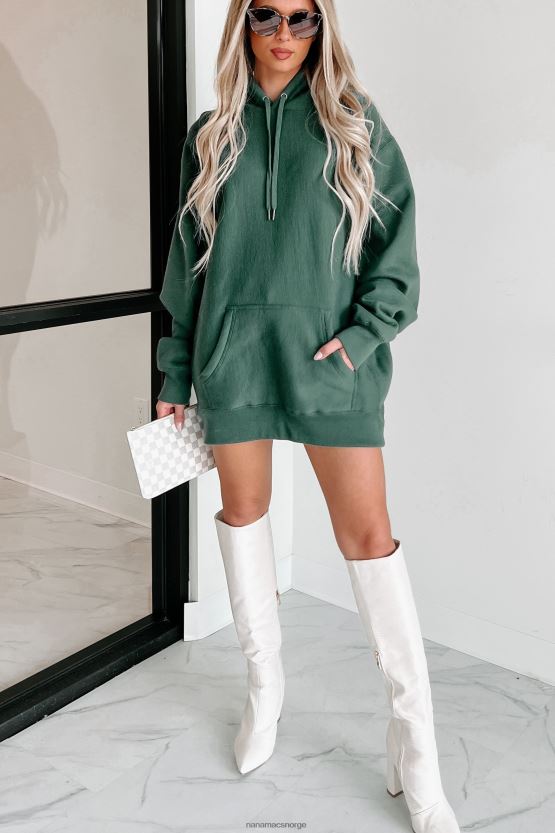 alpingrønt NanaMacs side ribbet tung hettegenser 402NJ0655